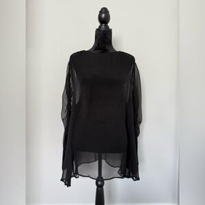 Sportmax Layered Silk Blouse Black size Large / 12